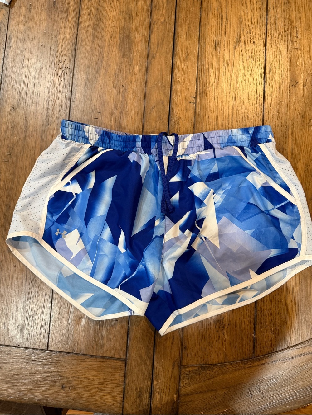 Under Armour Blue and White Geometric Athletic Shorts